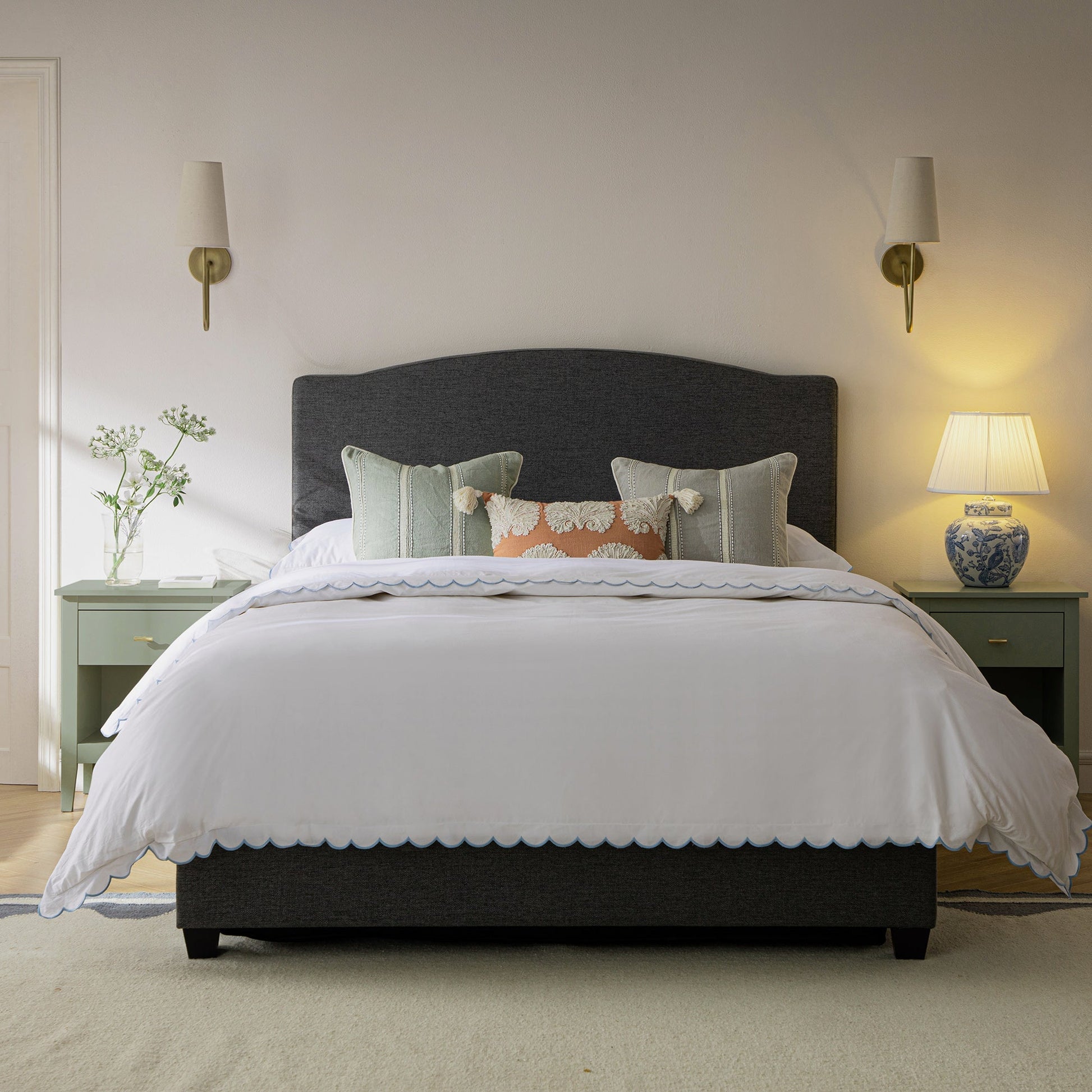 Chilworth Upholstered Ottoman Bed with Storage, Dark Grey Weave Fabric