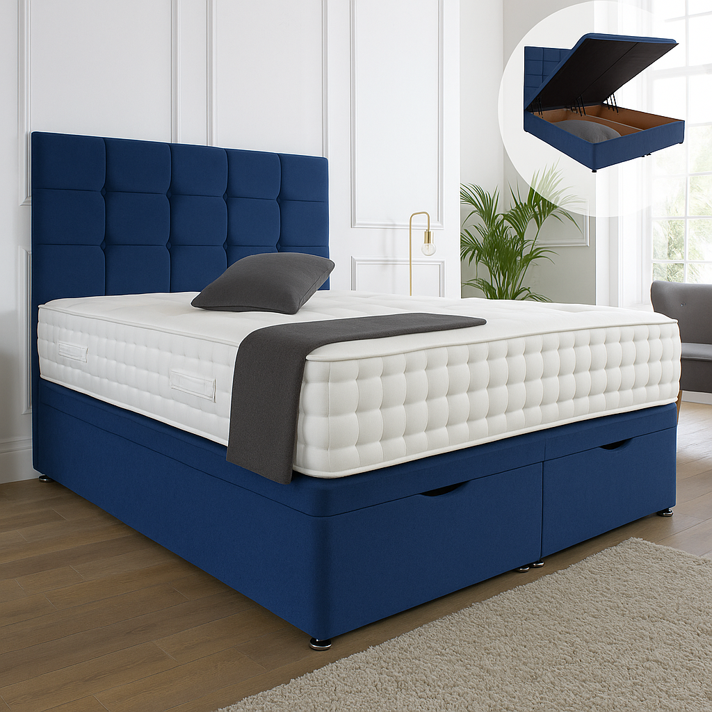 Lorenza Ottoman End Lift Storage Divan Bed - With Headboard