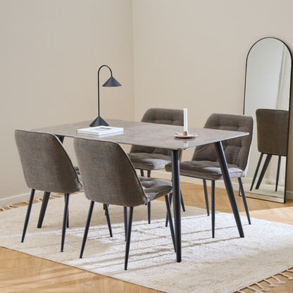 Wicklow Rectangular Dining Table in Grey/Black 140x75cm with 4 Brooke Chairs in Taupe