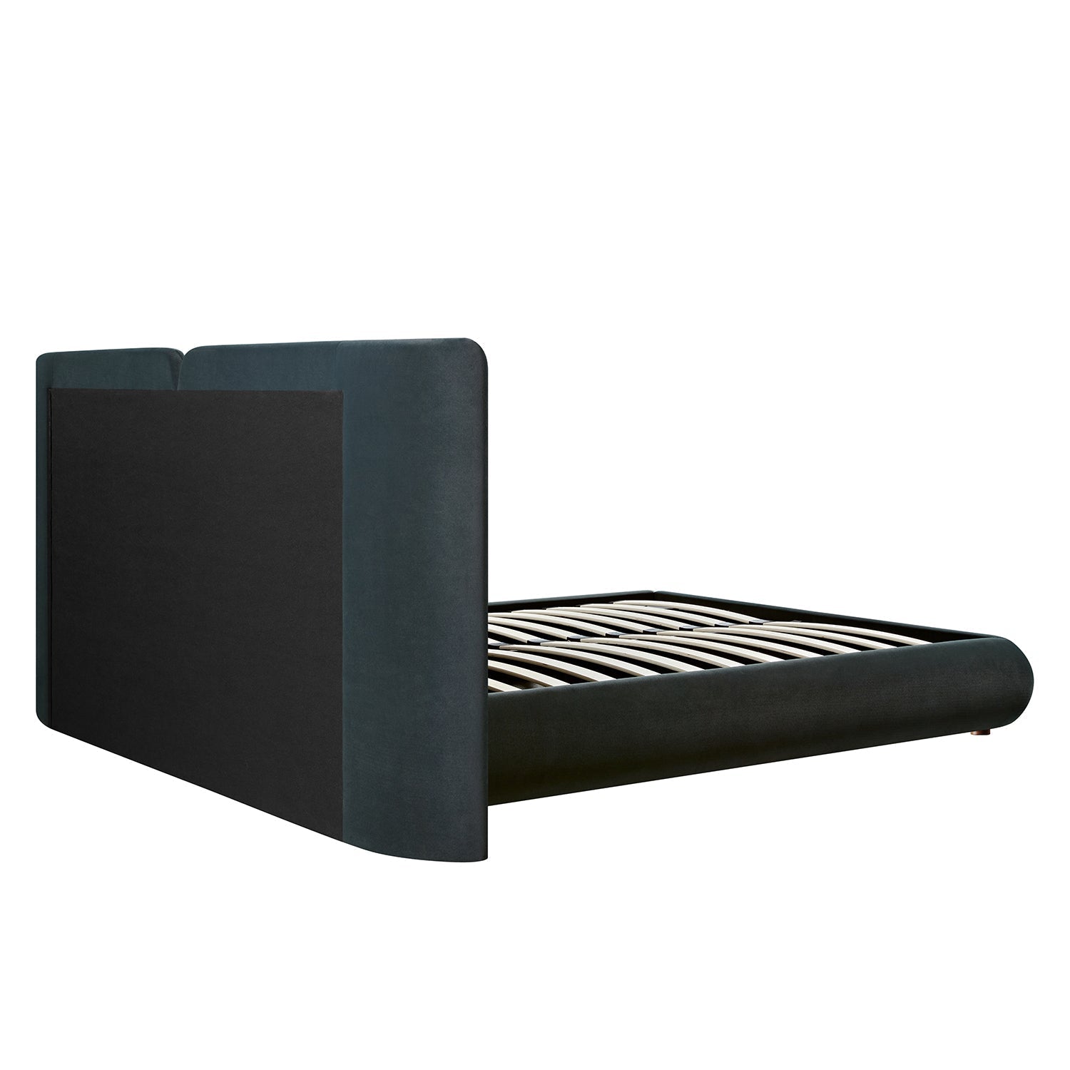 Jolene Layered Wingback Bed with Storage, Aegean Blue Velvet