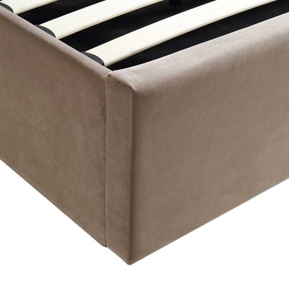 Archer Mink Velvet Ottoman Bed with Storage