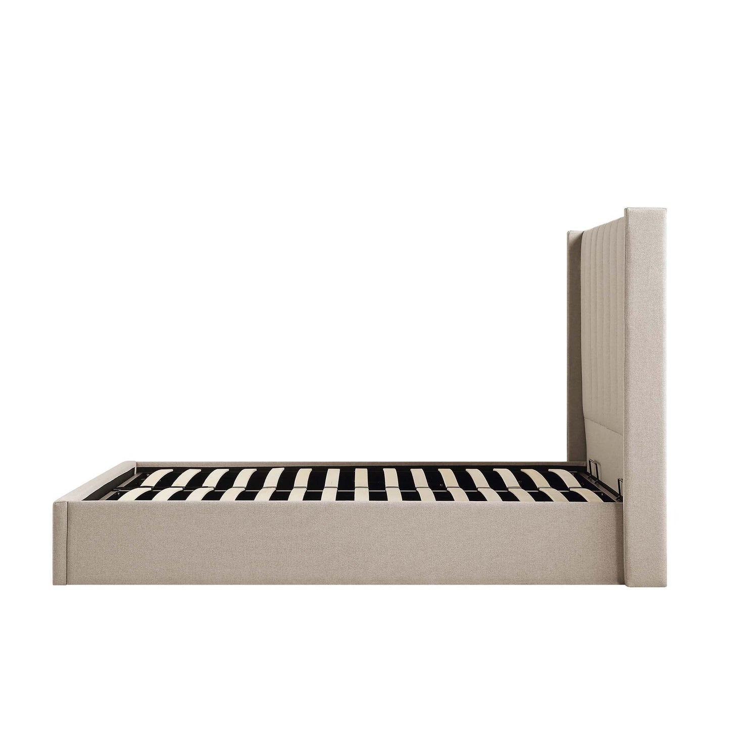 Wilton Warm Stone Fabric Ottoman Bed with Storage