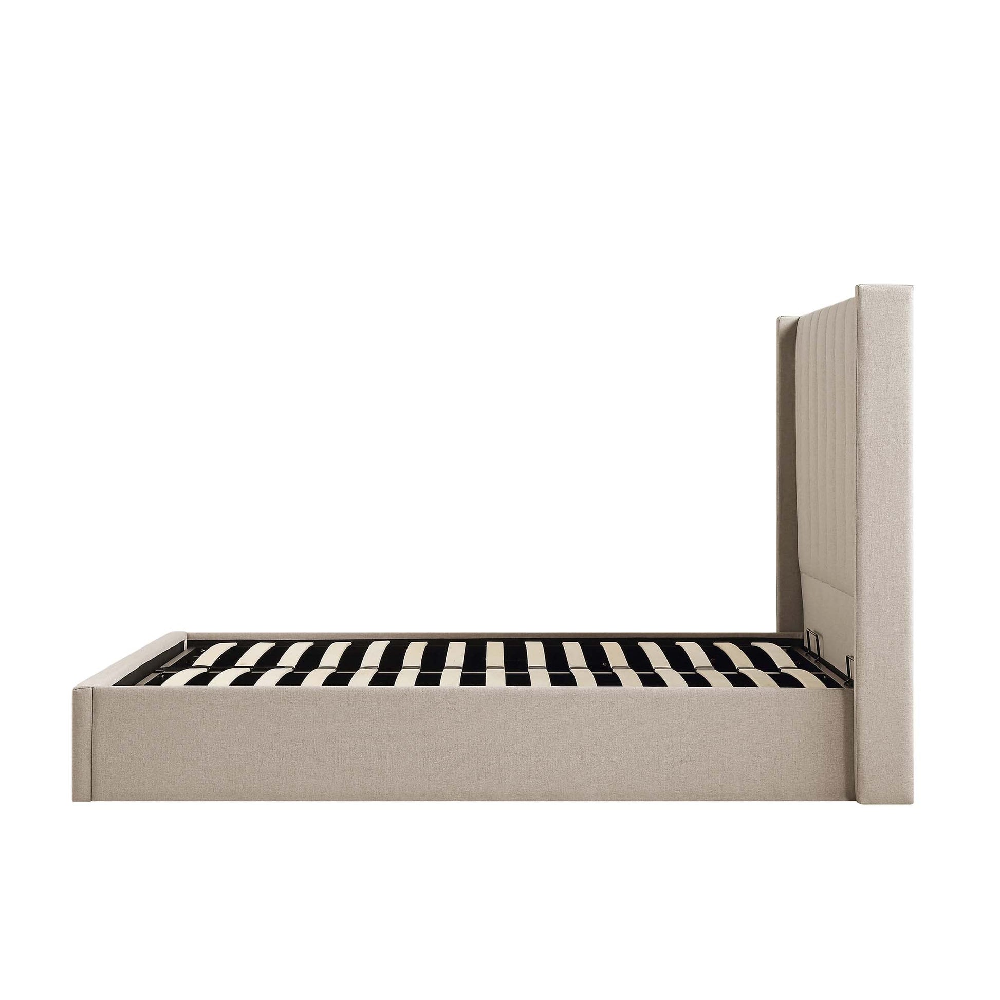 Wilton Warm Stone Fabric Ottoman Bed with Storage