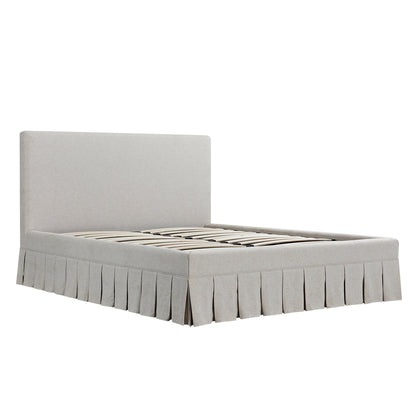 Egerton Box-Pleat Ottoman Bed with Storage, Oatmeal Brushed Fabric