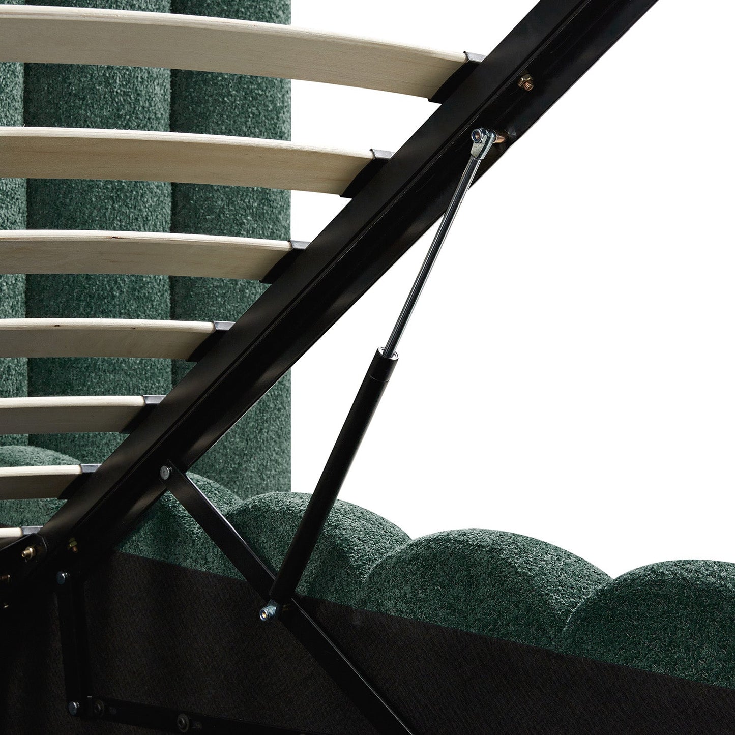 Sebastian Grand Bed with Storage, Forest Green Teddy Bouclé