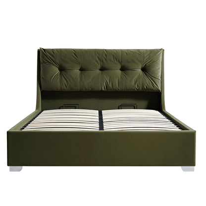 Hadley Moss Green Velvet Ottoman Bed with Storage