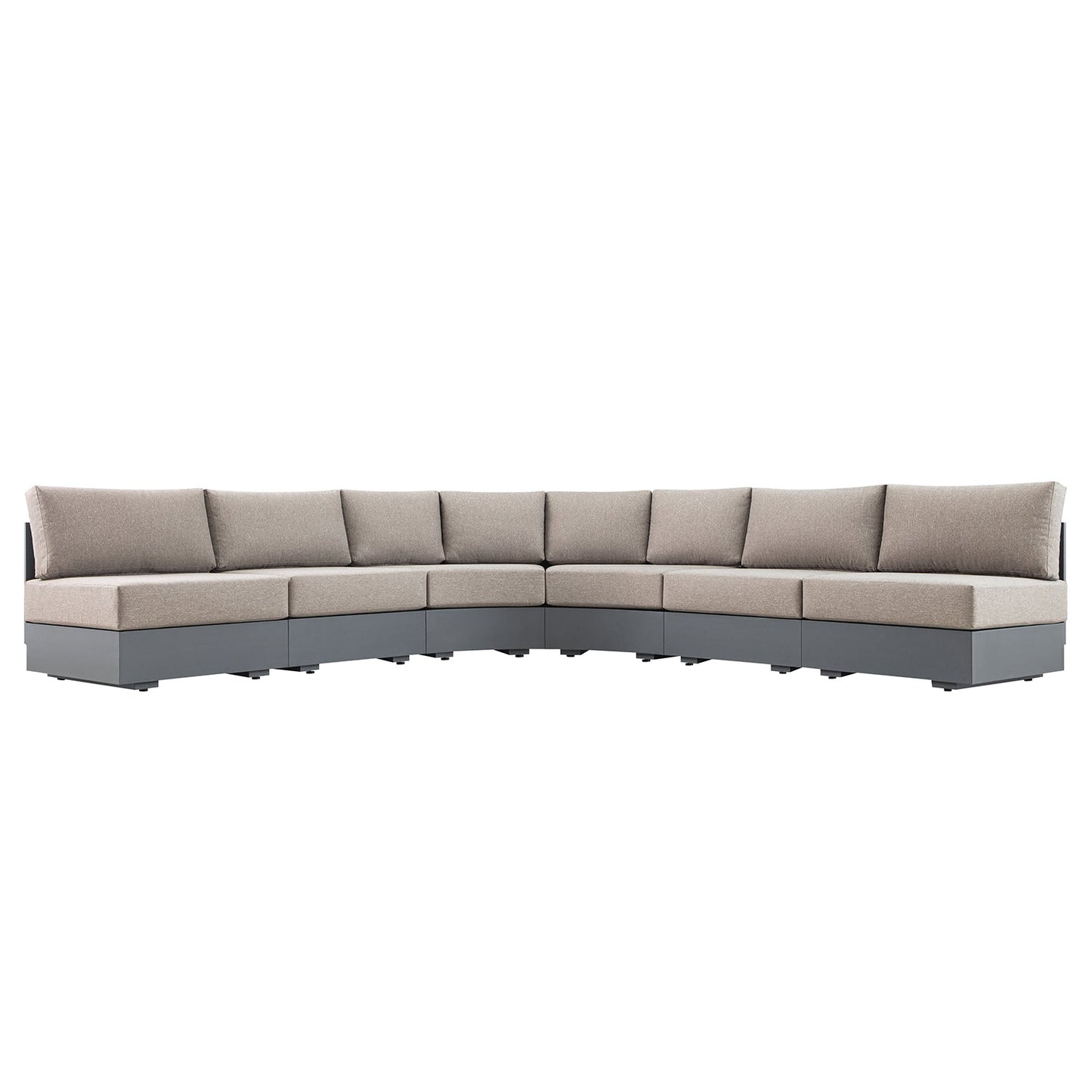 Jardin Aluminium Outdoor Modular 6-Piece Curved Corner Sofa Set, Granite