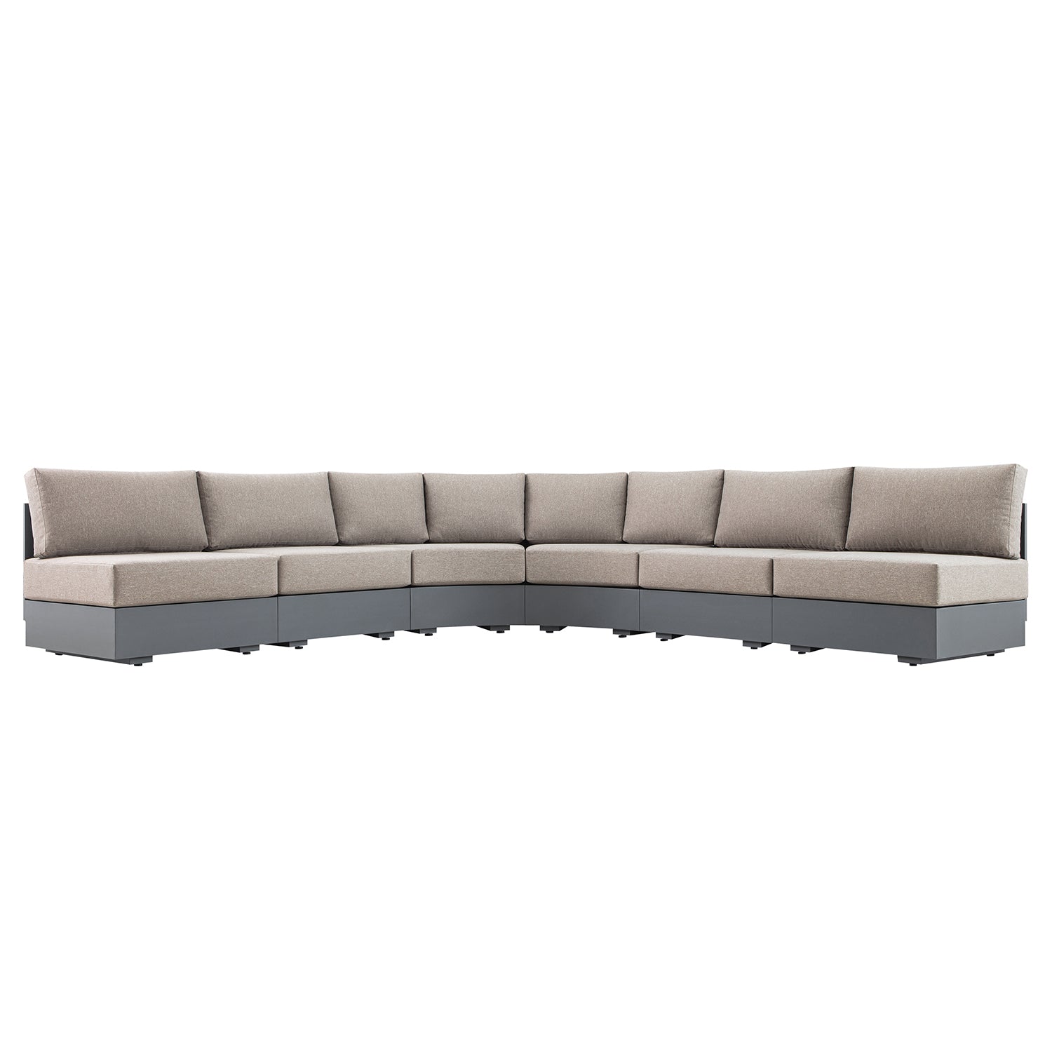 Jardin Aluminium Outdoor Modular 6-Piece Curved Corner Sofa Set, Granite