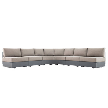 Jardin Aluminium Outdoor Modular 6-Piece Curved Corner Sofa Set, Granite