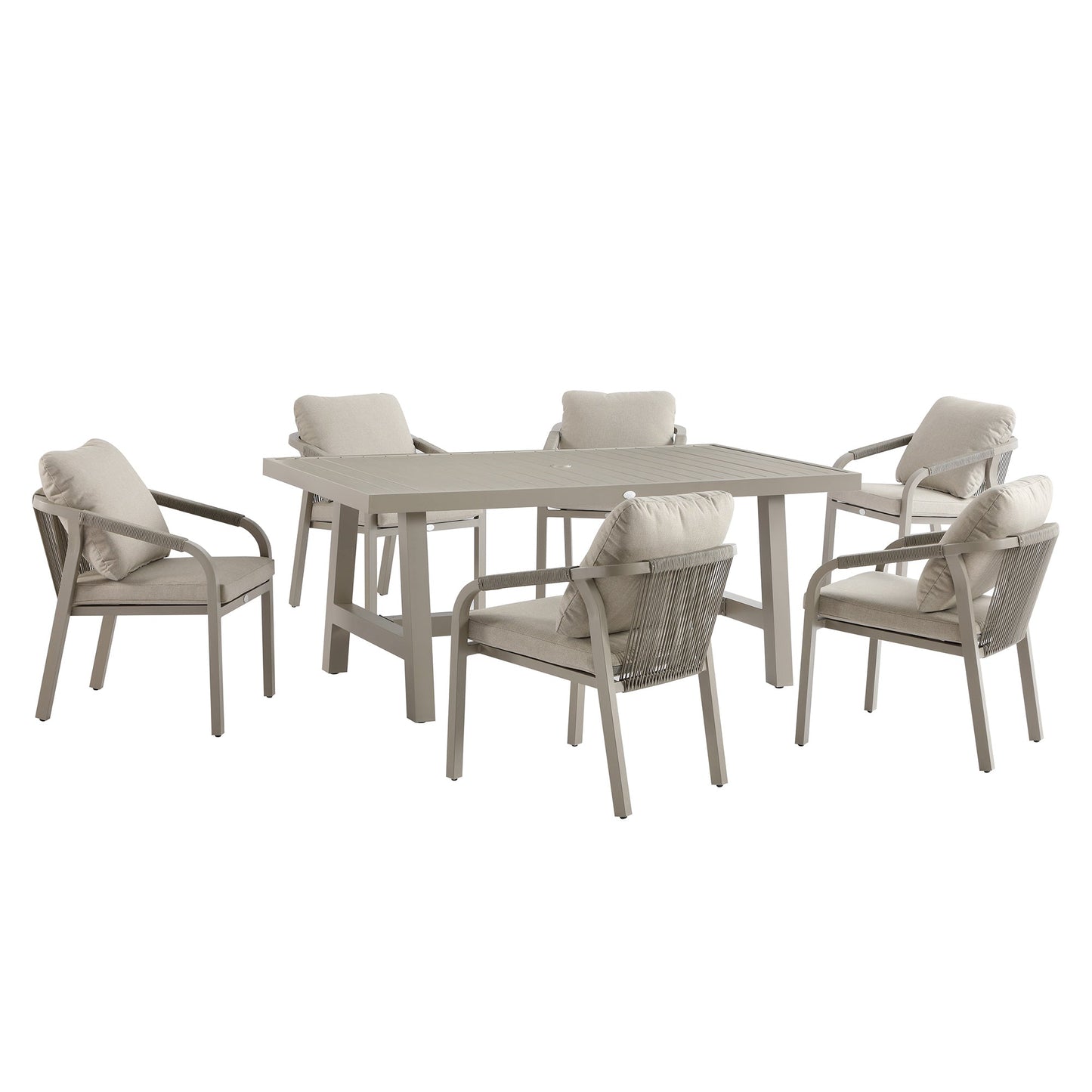 Manresa Rope 6-Seater Rectangular Garden Dining Set, Taupe and Beige