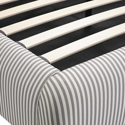 Egerie Curved Headboard Light Taupe Striped Fabric Ottoman Bed with Storage