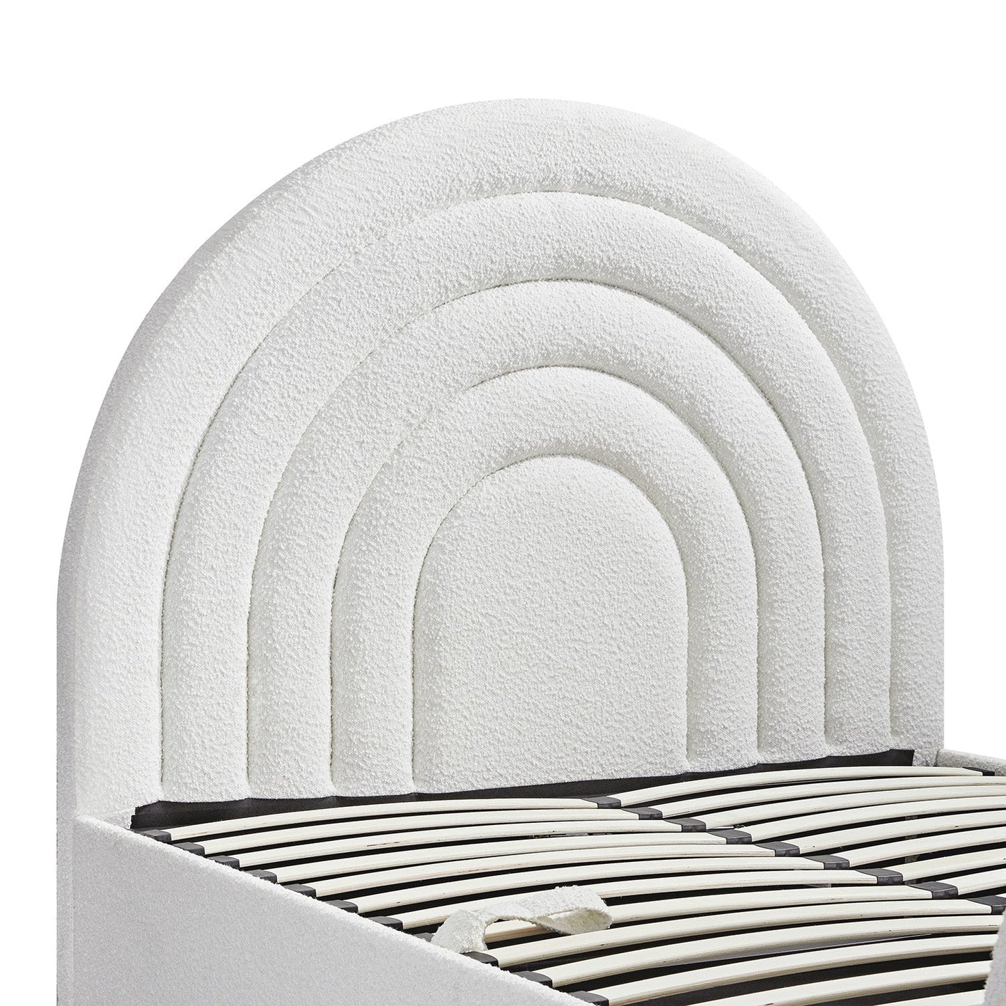 Archer White Boucle TV Bed with Ottoman Storage