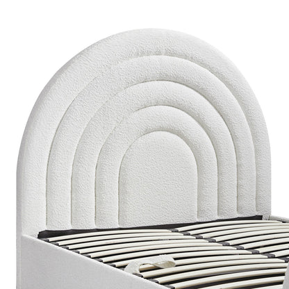 Archer White Boucle TV Bed with Ottoman Storage