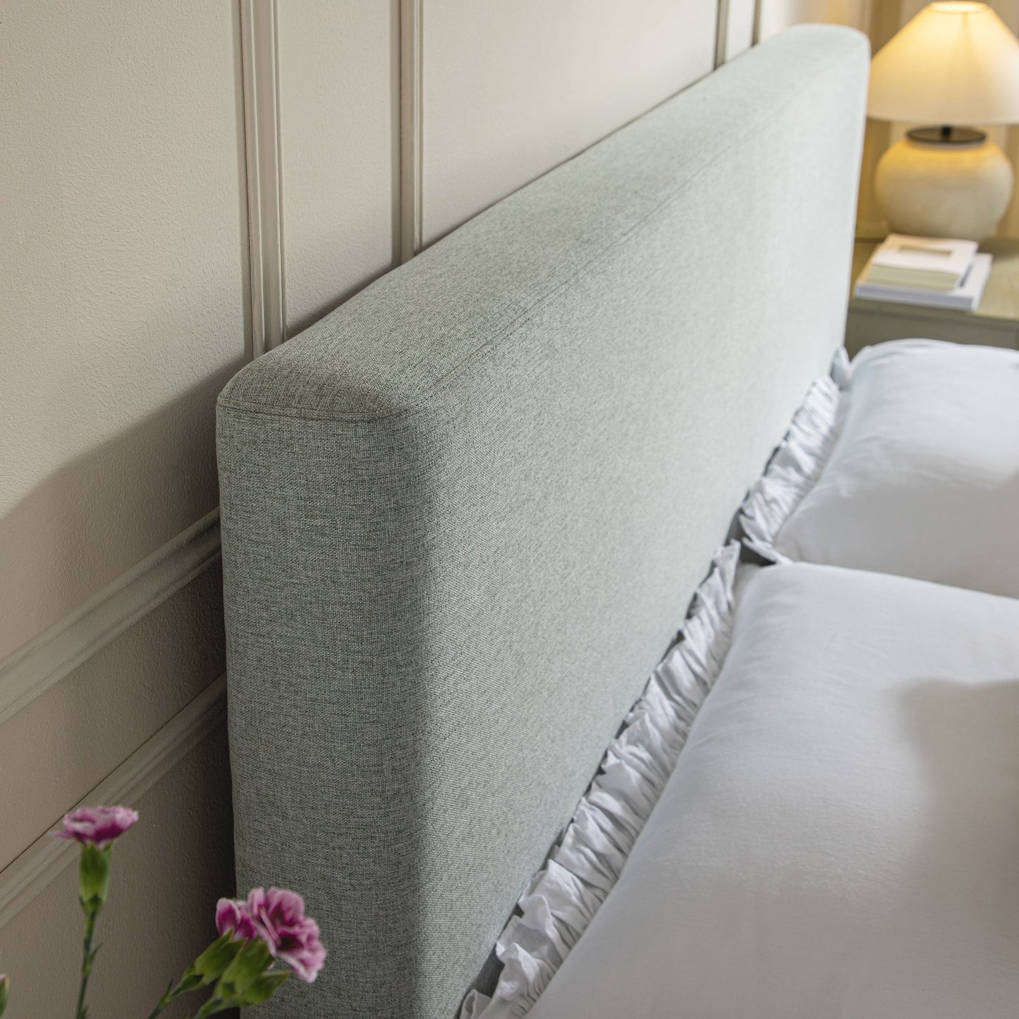Egerton Box-Pleat Ottoman Bed with Storage, Pale Aqua Brushed Fabric