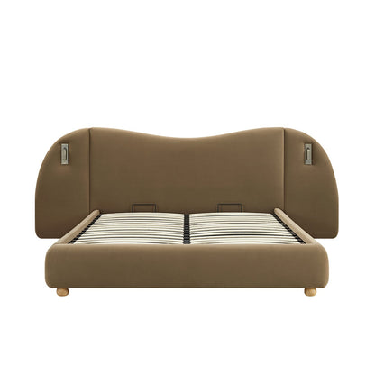 Egerie Extended Headboard Ottoman Bed with Storage, Hazel Velvet