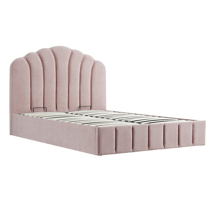 Hana Ottoman Bed with Storage, Petal Pink Chenille