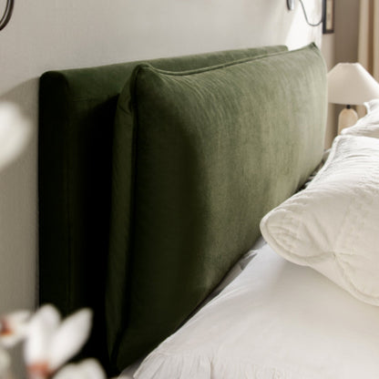 Kricia Upholstered Bed with Storage with Pillow Headboard, Moss Green Velvet