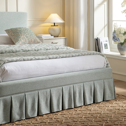 Egerton Box-Pleat Ottoman Bed with Storage, Pale Aqua Brushed Fabric
