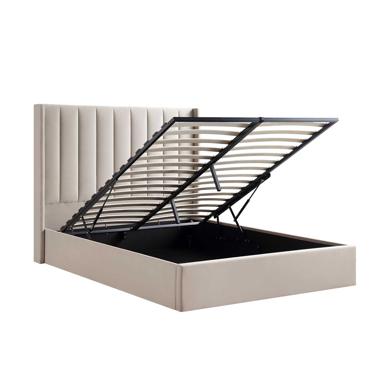 Wilton Champagne Velvet Ottoman Bed with Storage