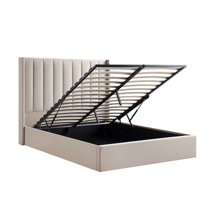 Wilton Champagne Velvet Ottoman Bed with Storage
