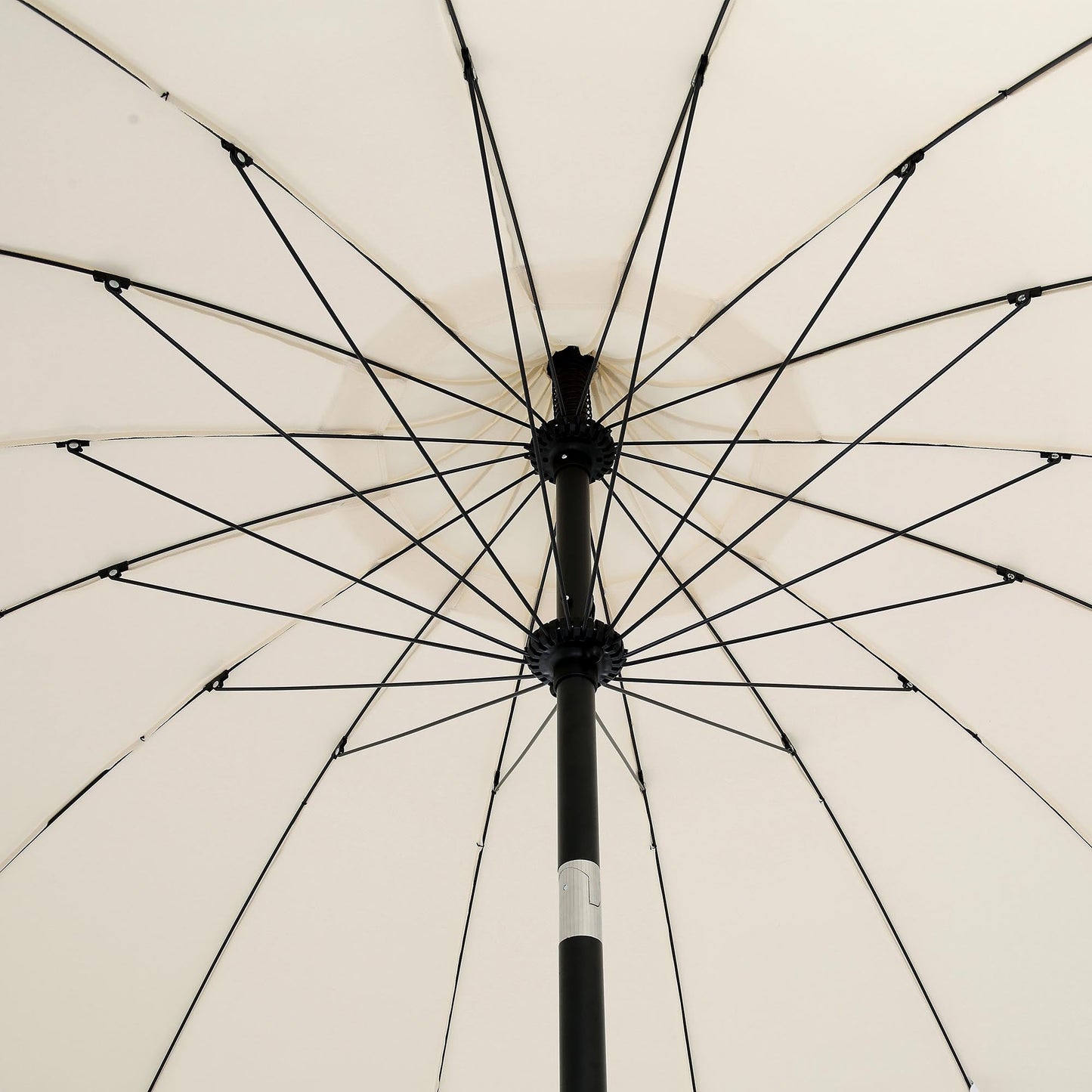 Hacienda 2.4M Beige Beaded Carousel Garden Parasol with Fringe Tassels and Aluminium Tilt
