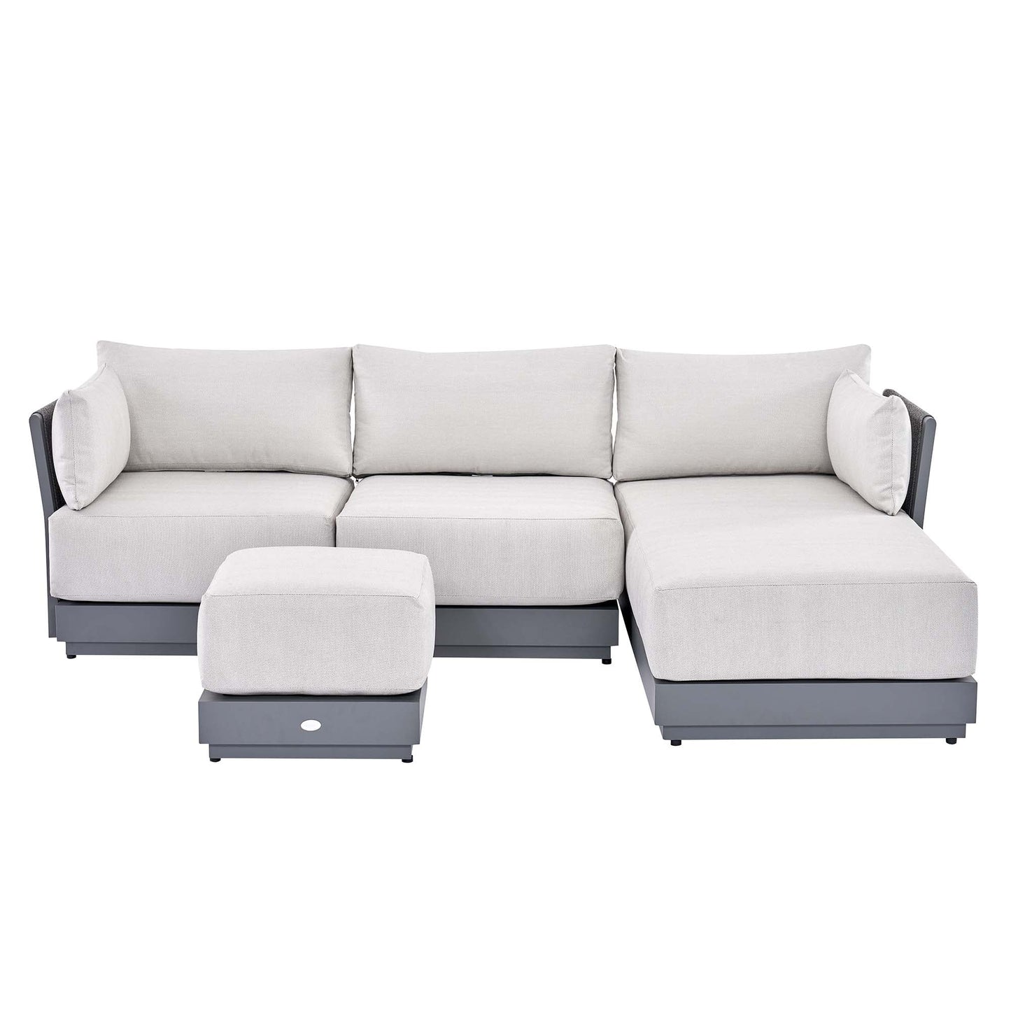 Pedra Rope and Aluminium Outdoor Chaise Sofa Set, Grey