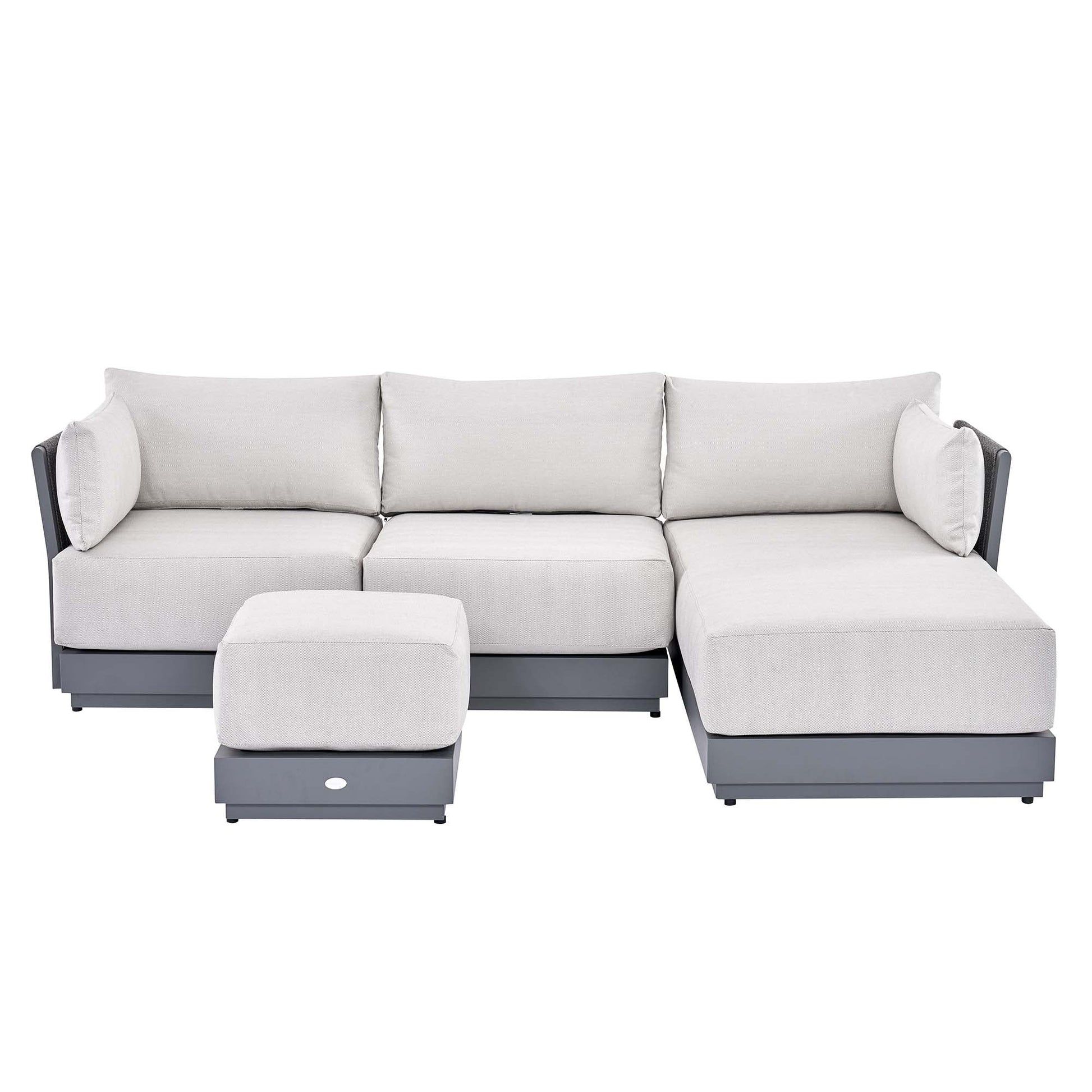 Pedra Rope and Aluminium Outdoor Chaise Sofa Set, Grey