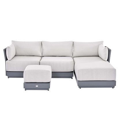 Pedra Rope and Aluminium Outdoor Chaise Sofa Set, Grey