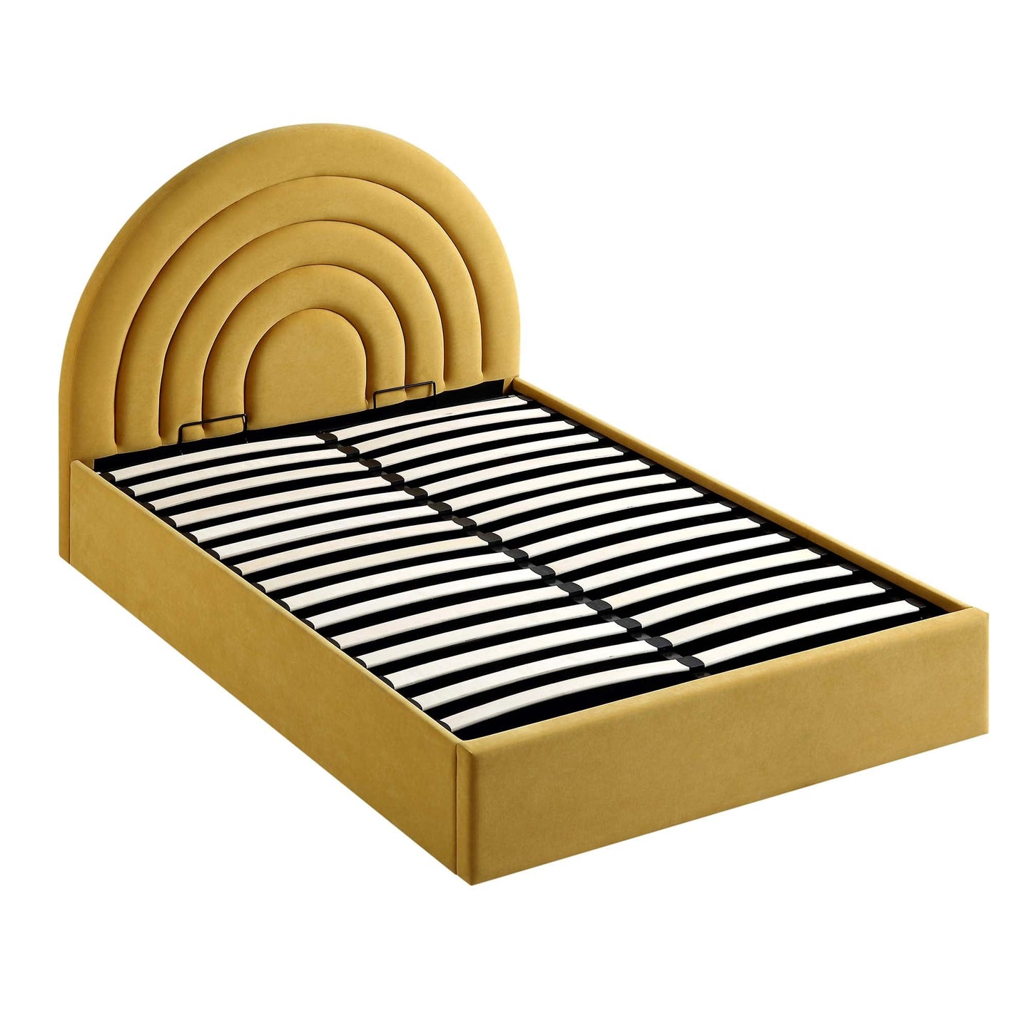 Archer Mustard Yellow Velvet Ottoman Bed with Storage
