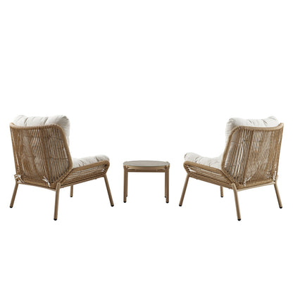 Marlowe 2-Seater Wicker and Aluminium Frame Bistro Set, Natural