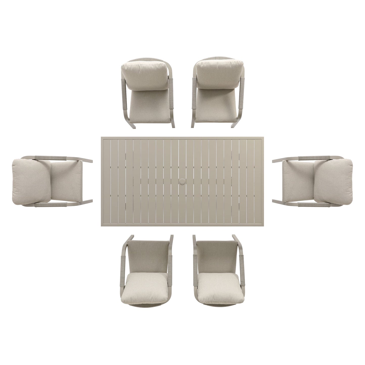 Manresa Rope 6-Seater Rectangular Garden Dining Set, Taupe and Beige