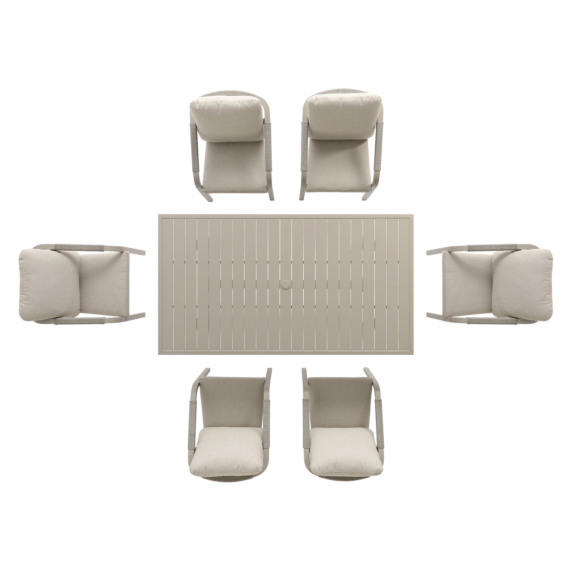 Manresa Rope 6-Seater Rectangular Garden Dining Set, Taupe and Beige