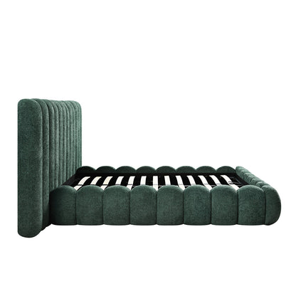 Sebastian Grand Bed with Storage, Forest Green Teddy Bouclé