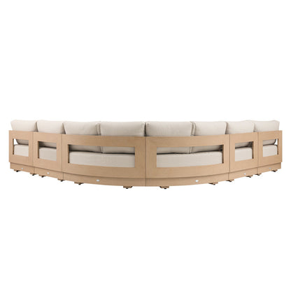 Jardin Aluminium Outdoor Modular 6-Piece Curved Corner Sofa Set, Natural