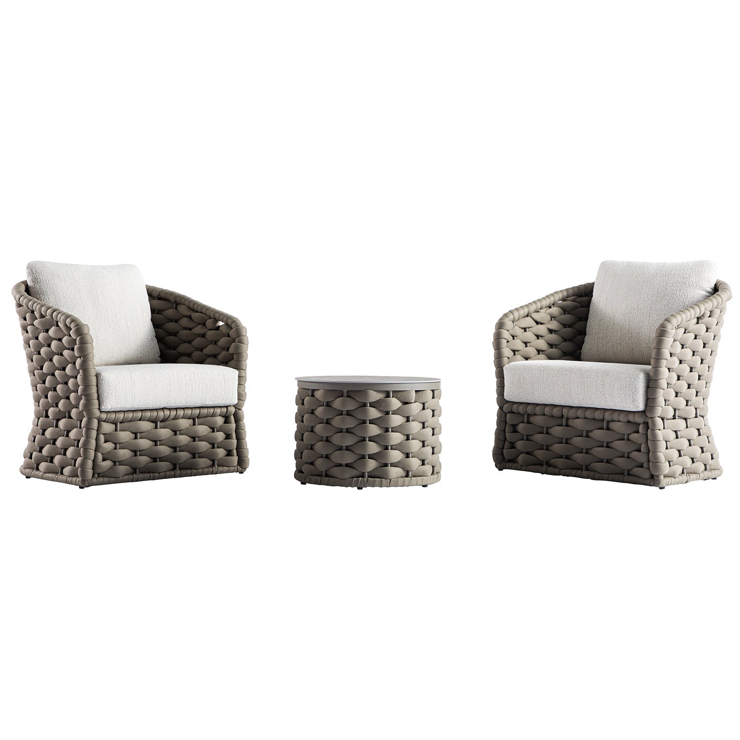Positano Wide Rope Bistro Set, Taupe