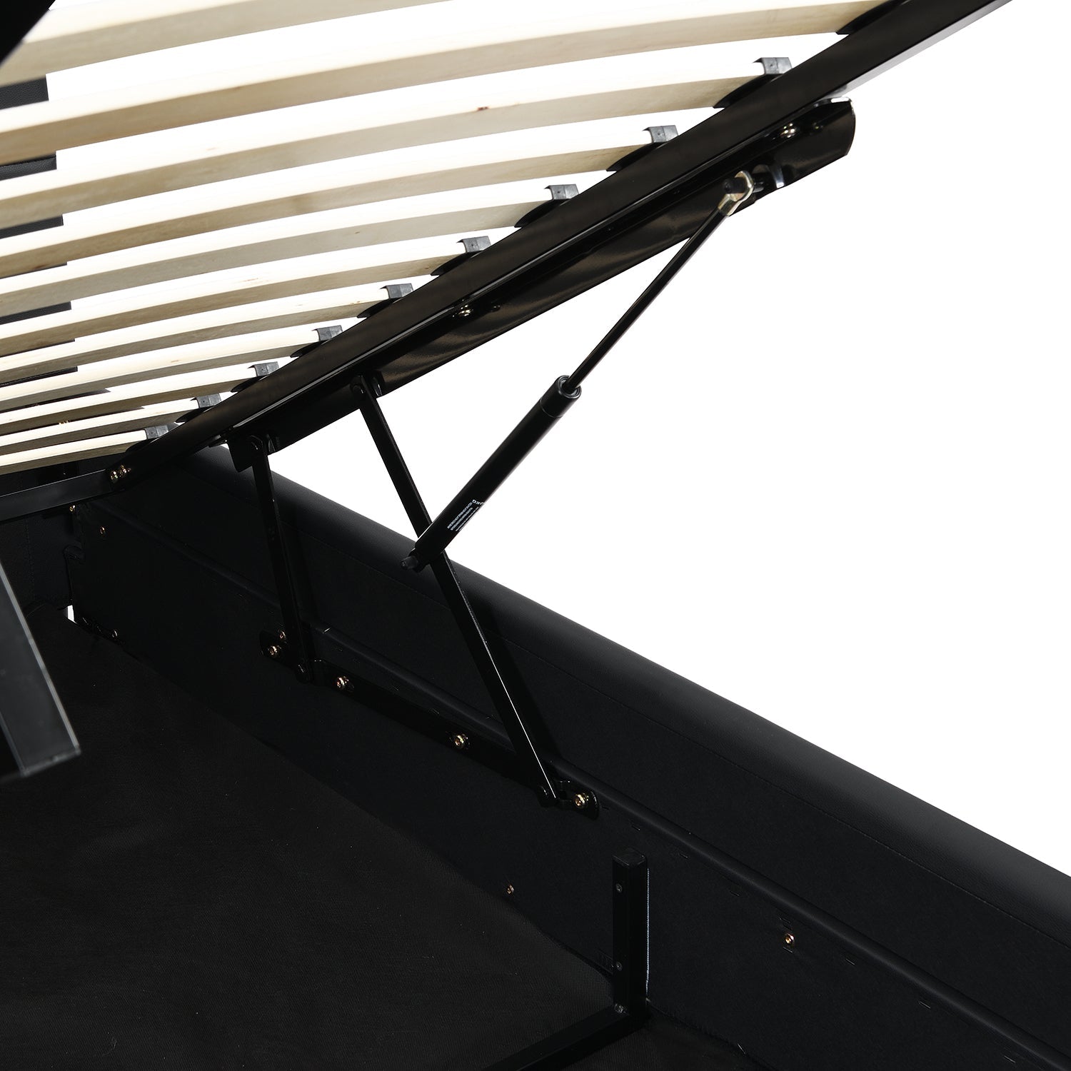 Buxton Faux Leather End Opening Ottoman Bed with Storage Frame with Multi-colour LED Light Strip (Black PU)
