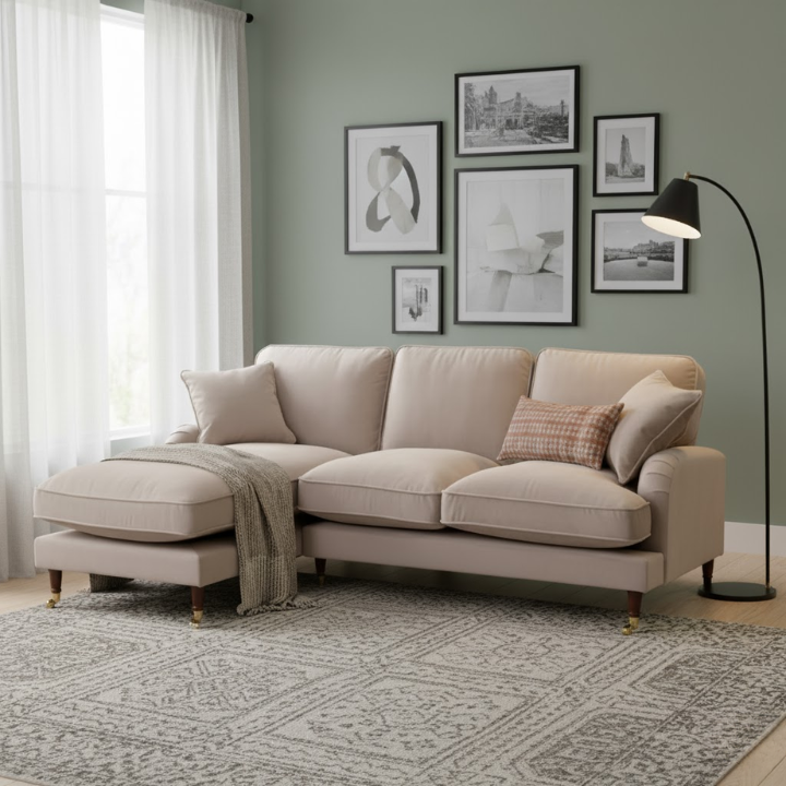LX Velvet Left-Hand Facing Corner Sofa
