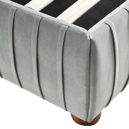 Helia Pleated Ottoman Bed with Storage, Silver Grey Velvet