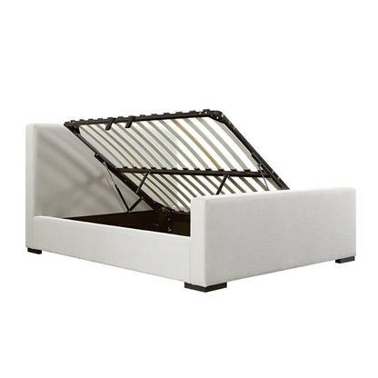Antoine Side-Opening Ottoman Bed with Storage, Ivory Linen Blend