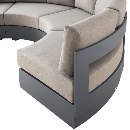 Jardin Aluminium Outdoor Modular Grande 4-Piece Curved Sofa Set, Granite