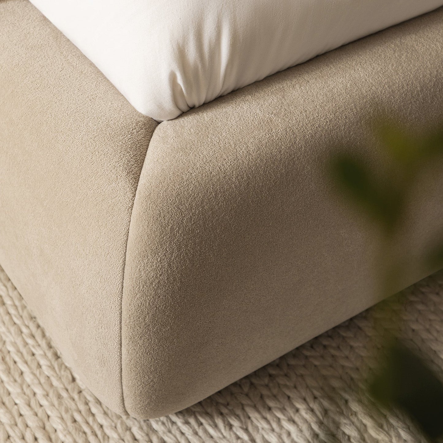 Thera Pillow Headboard Upholstered Bed, Fawn Chenille