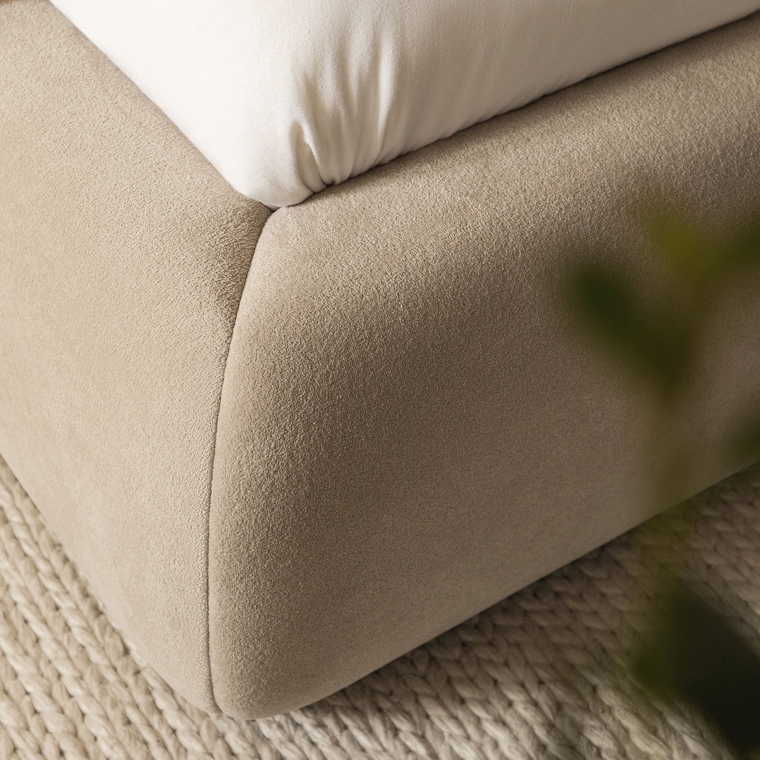 Thera Pillow Headboard Upholstered Bed, Fawn Chenille