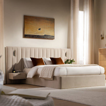 Tremezzo Oversized Ottoman Bed with Storage, Champagne Velvet