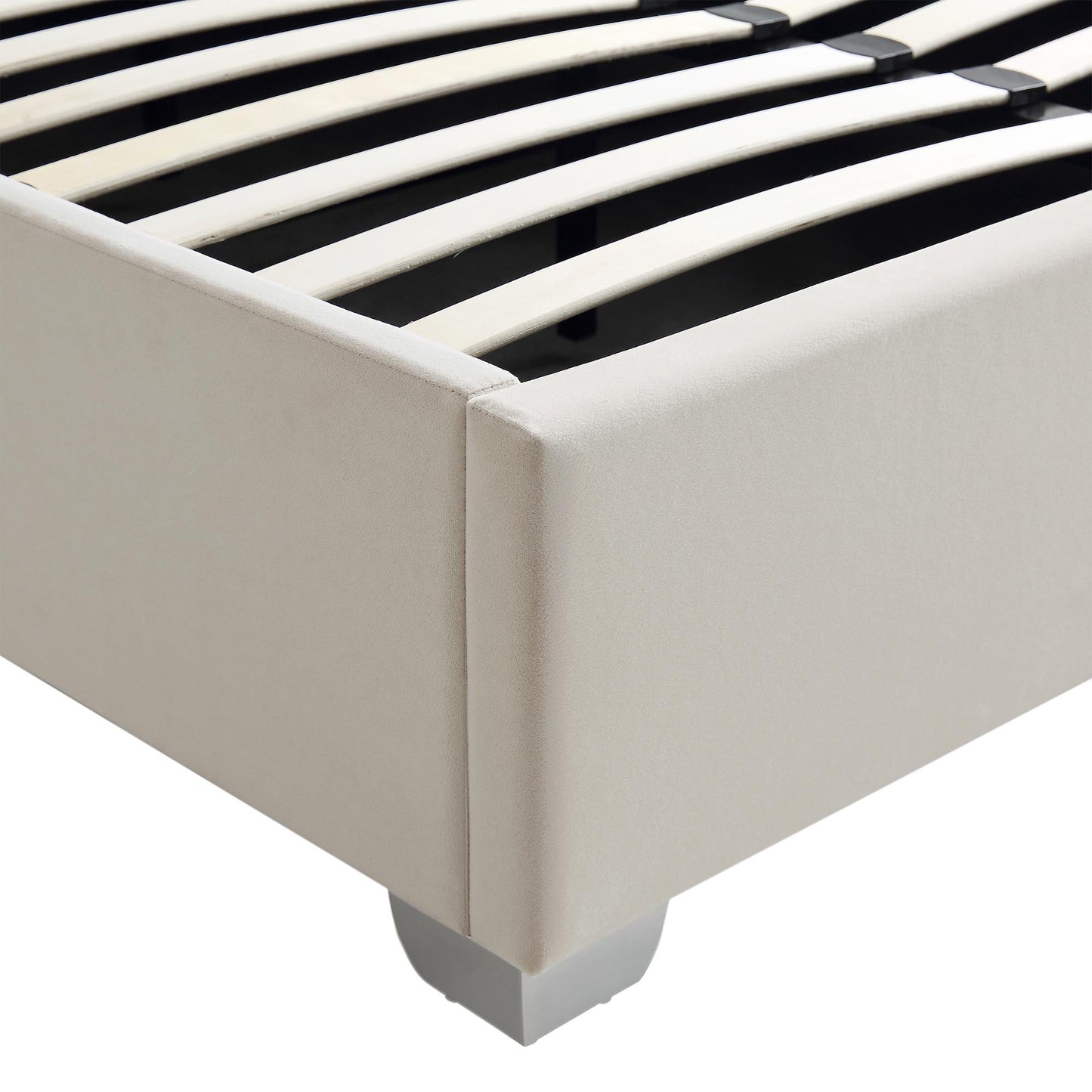 Hadley Champagne Velvet Ottoman Bed with Storage