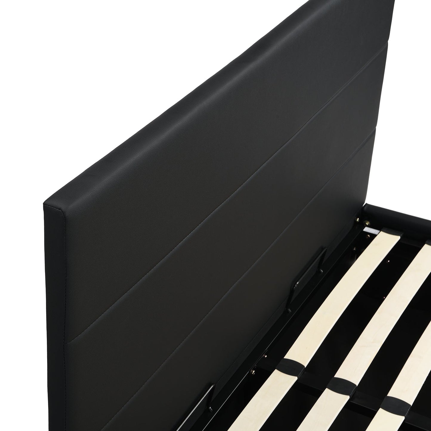 Buxton Faux Leather End Opening Ottoman Bed with Storage Frame with Multi-colour LED Light Strip (Black PU)