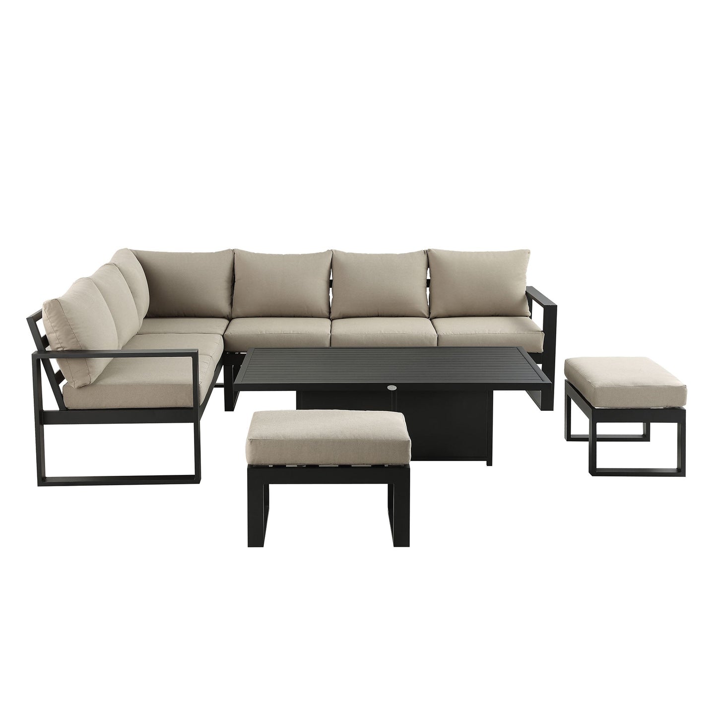 Albany Aluminium Large Corner Casual Garden Dining Set with Rising Table, Taupe