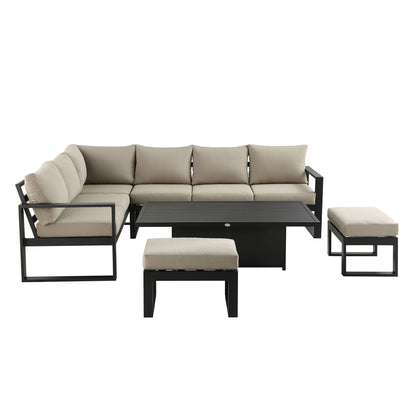 Albany Aluminium Large Corner Casual Garden Dining Set with Rising Table, Taupe