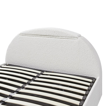 Archer White Boucle TV Bed with Ottoman Storage