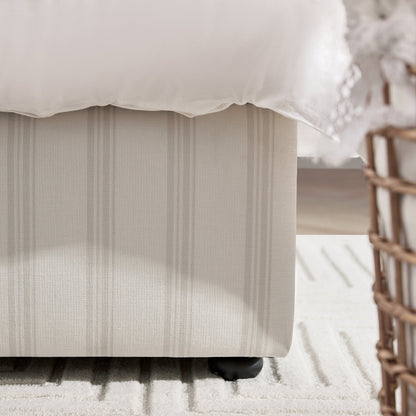 Celeste Upholstered Bed with Storage with Ruffled Headboard, Seashell Stripe
