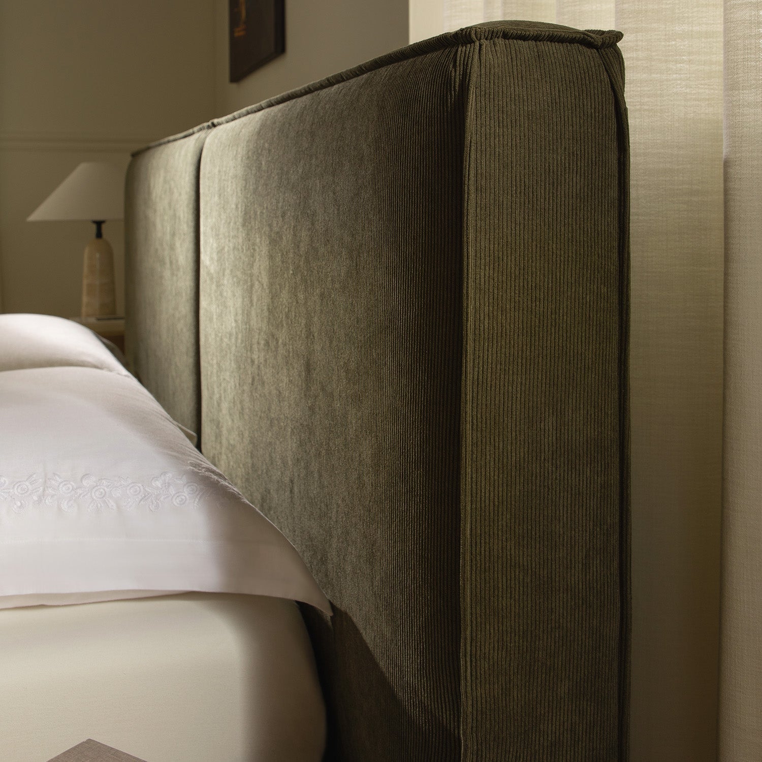 Claudine Ottoman Bed with Storage, Moss Green Corduroy